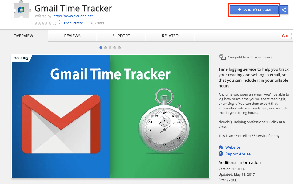How to use Gmail™ Time Tracker cloudHQ Support