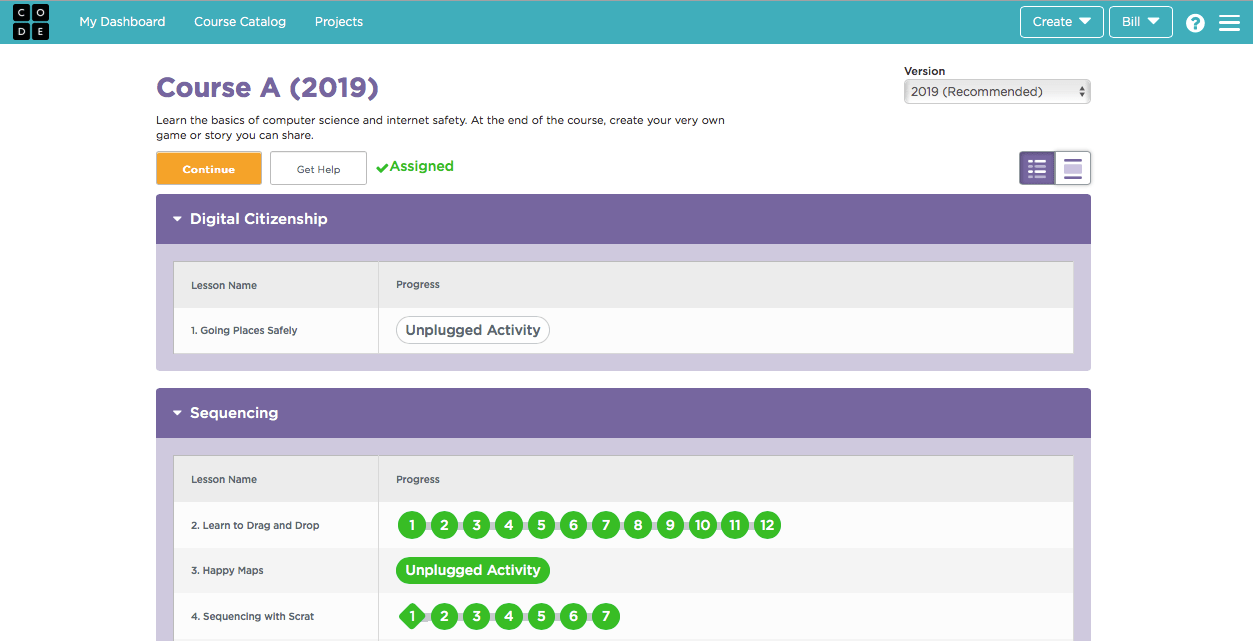How can I keep track of what my child is working on on Code.org 
