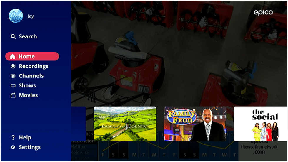 How do I access and navigate the EPICO menu on a streaming device