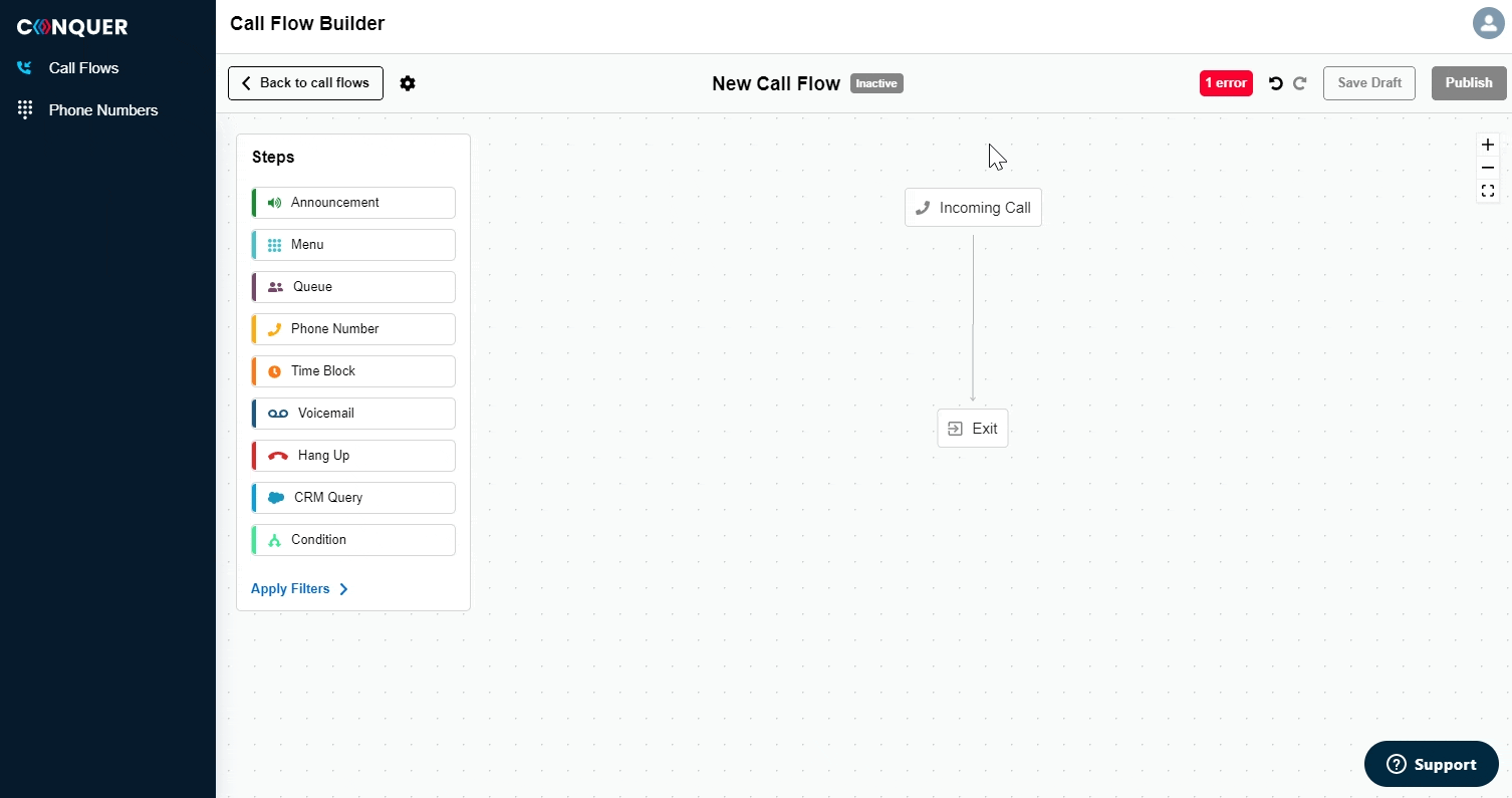 Menu Step – CONQUER Support