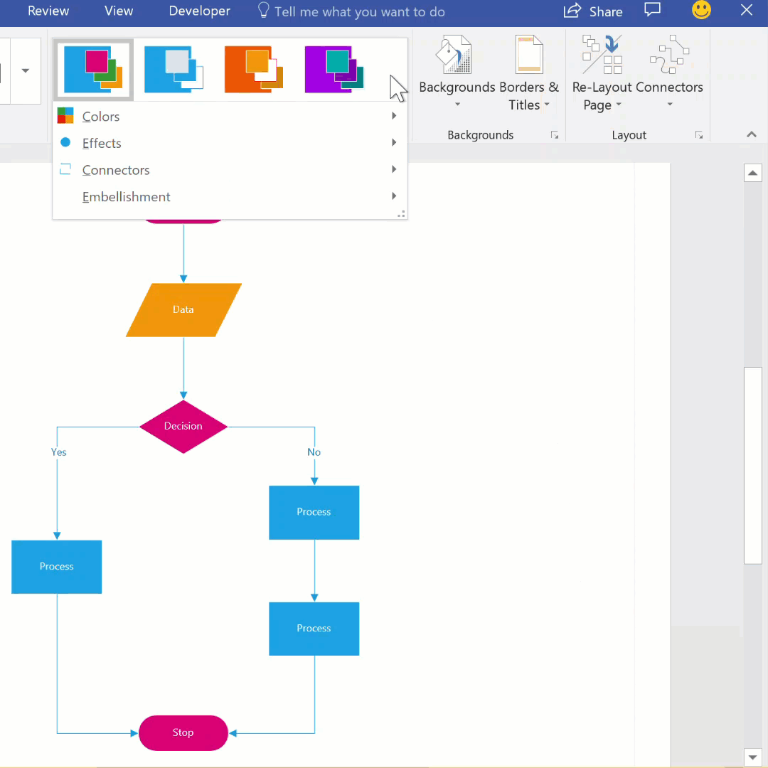 Add connectors between Visio shapes