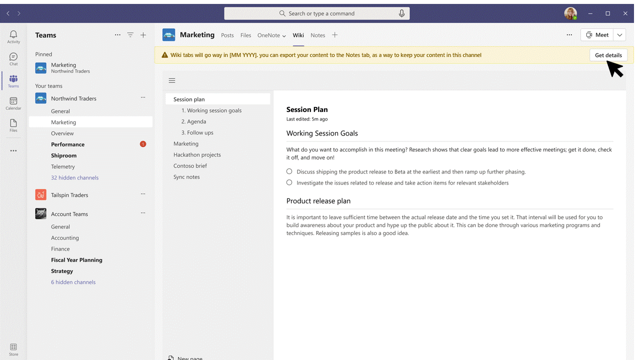Export a wiki to a OneNote notebook in Microsoft Teams Microsoft Support