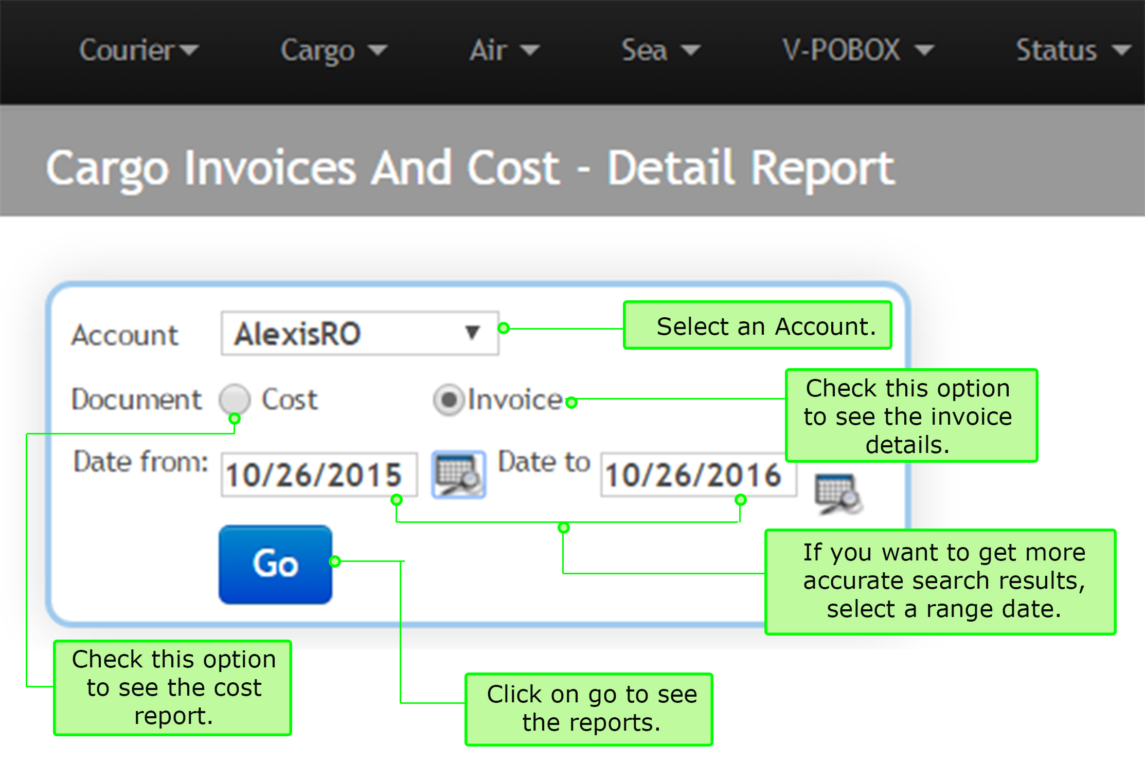 Cargo invoice detail
