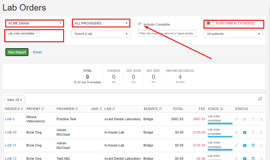 How to track Lab Order Core Practice