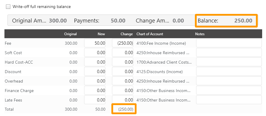 Change or WriteOff an Invoice Balance CosmoLex Support