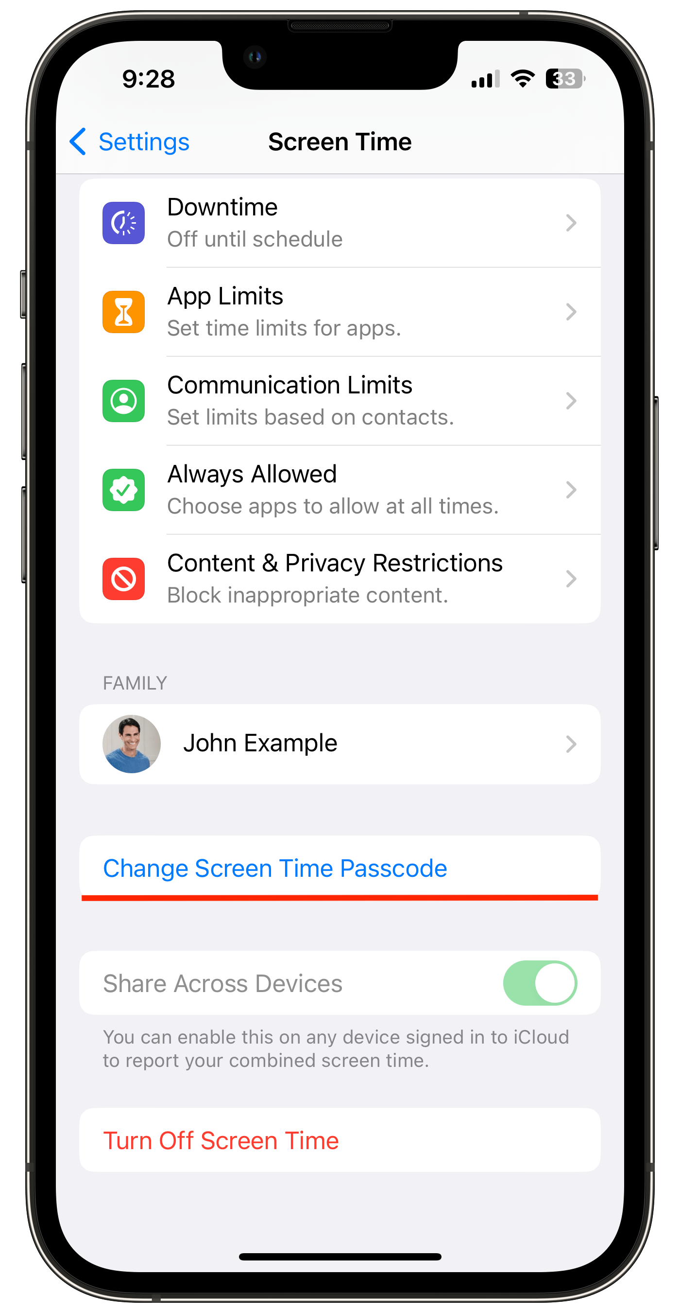 How do I set up Screen Time with iOS 15.116 on an iPhone®? Covenant