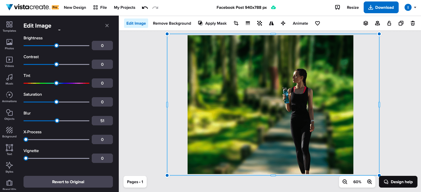 How do I add a blur effect to my designs? VistaCreate Help Center