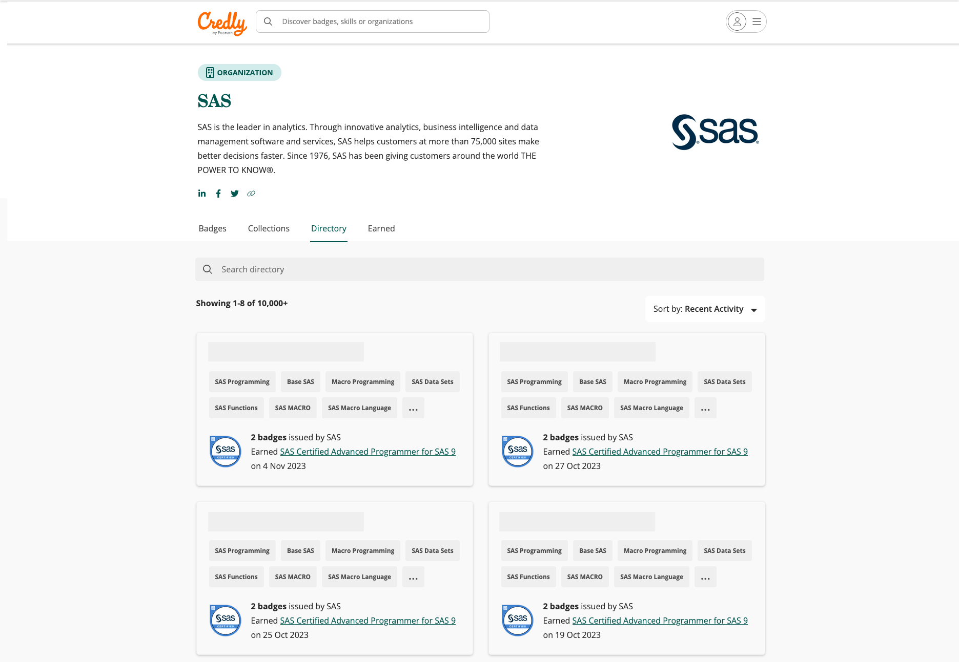 SAS Certified Professionals Directory now available on Credly Credly