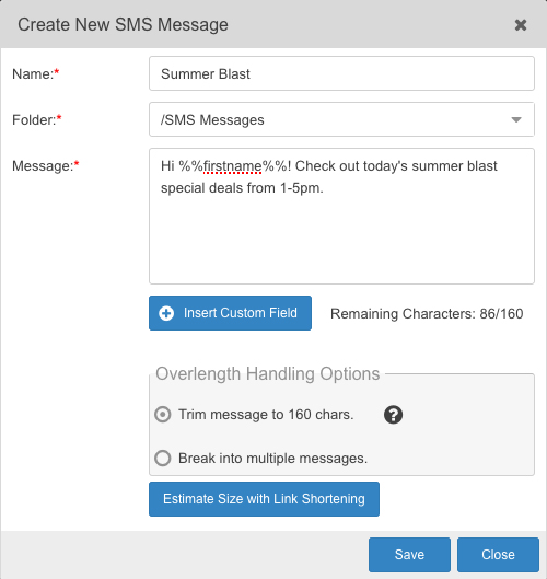 How to Create an SMS Message Critical Impact