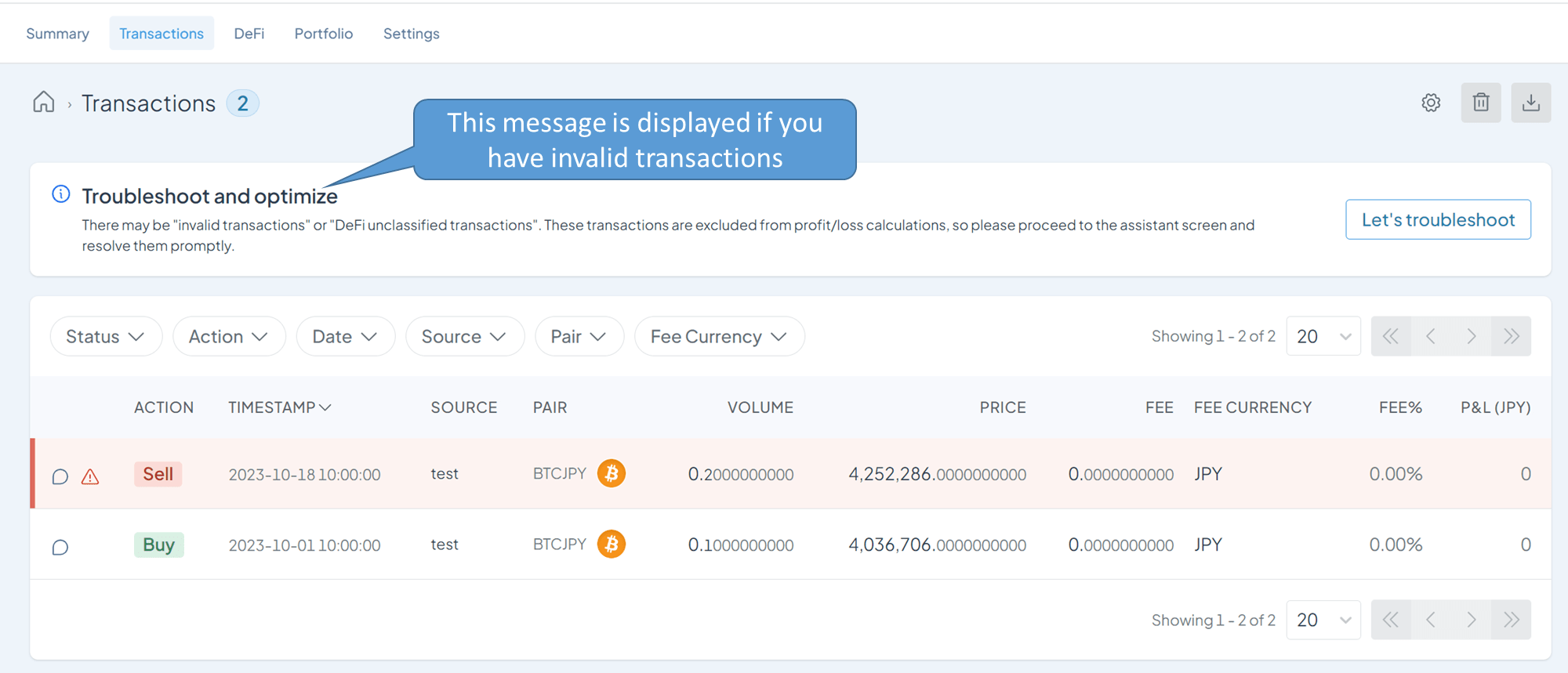 Correcting invalid transactions - README too! – Cryptact Help Center