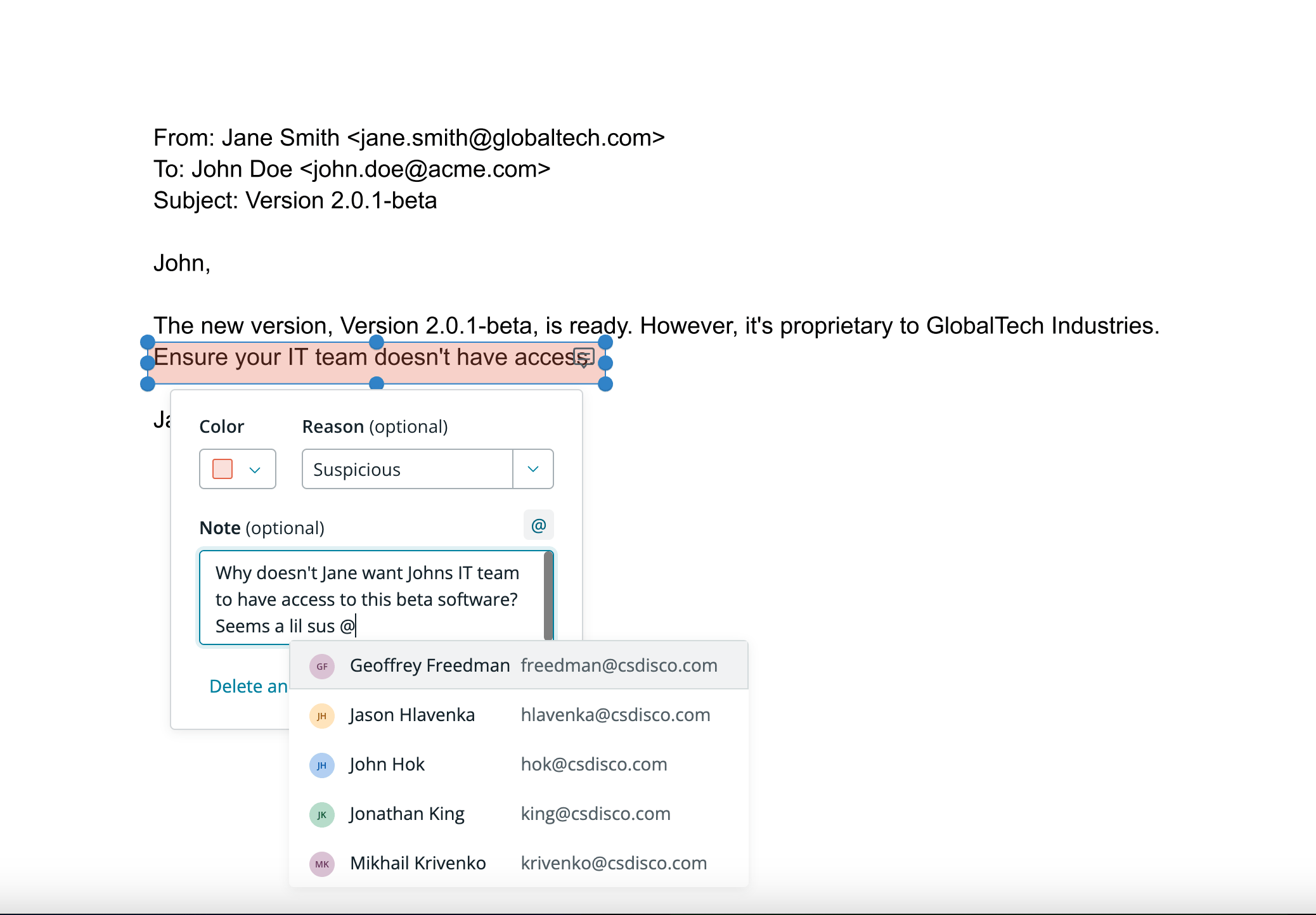 Mentions in document annotations DISCO
