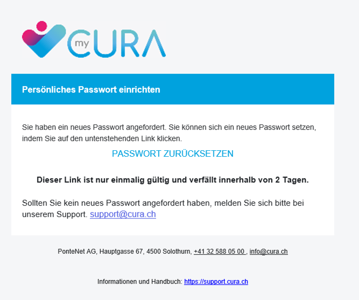 Passwort vergessen AG myCURA