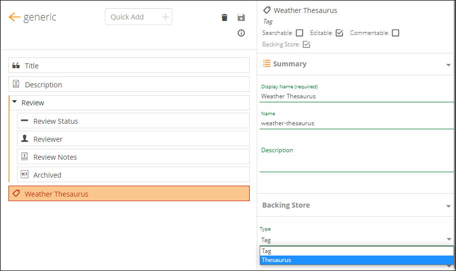 Metadata Designer Working with a Thesaurus Support Hub