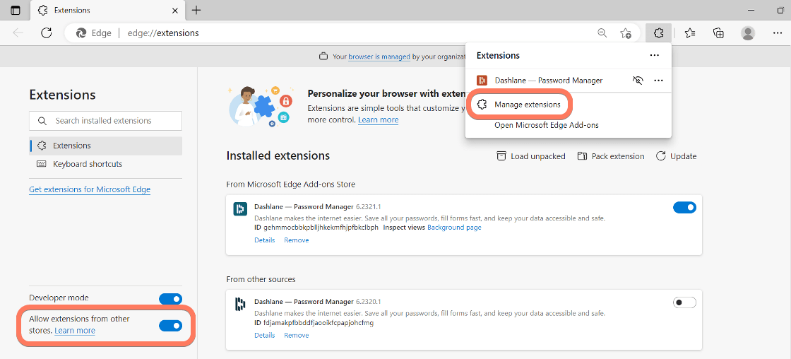 Installer l’extension Dashlane Dashlane