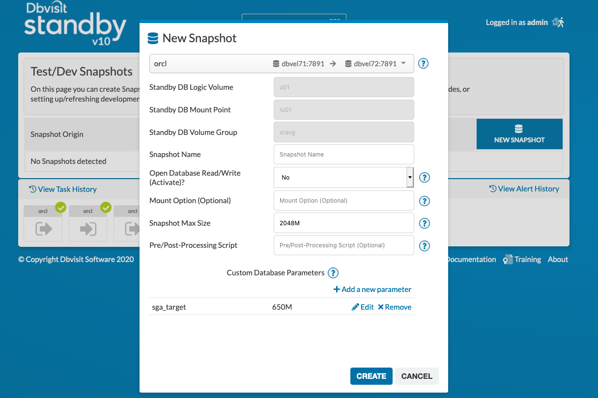 Dbvisit Standby Snapshot Option Dbvisit Support