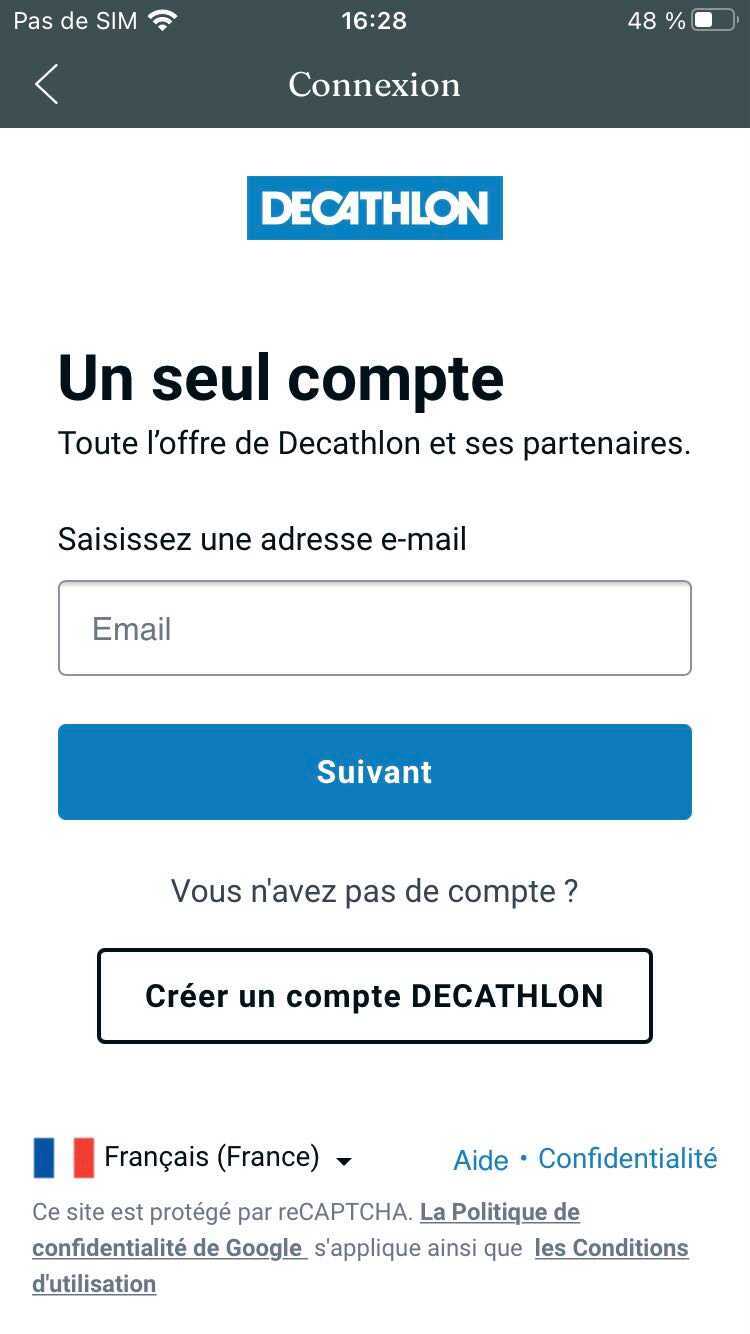 Doisje créer un compte Decathlon pour utiliser l'application