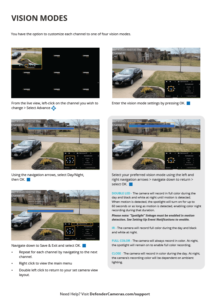Vision AI How to Adjust my Night Vision Settings Defender Cameras