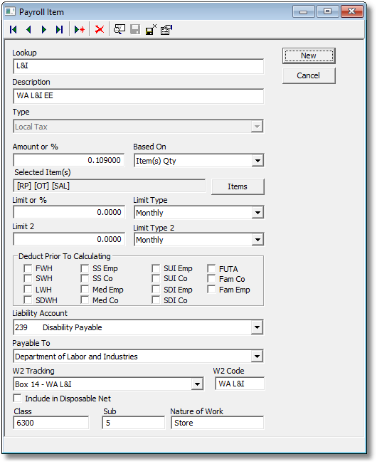 Set up Washington State L&I Dillner's Accounting Tools
