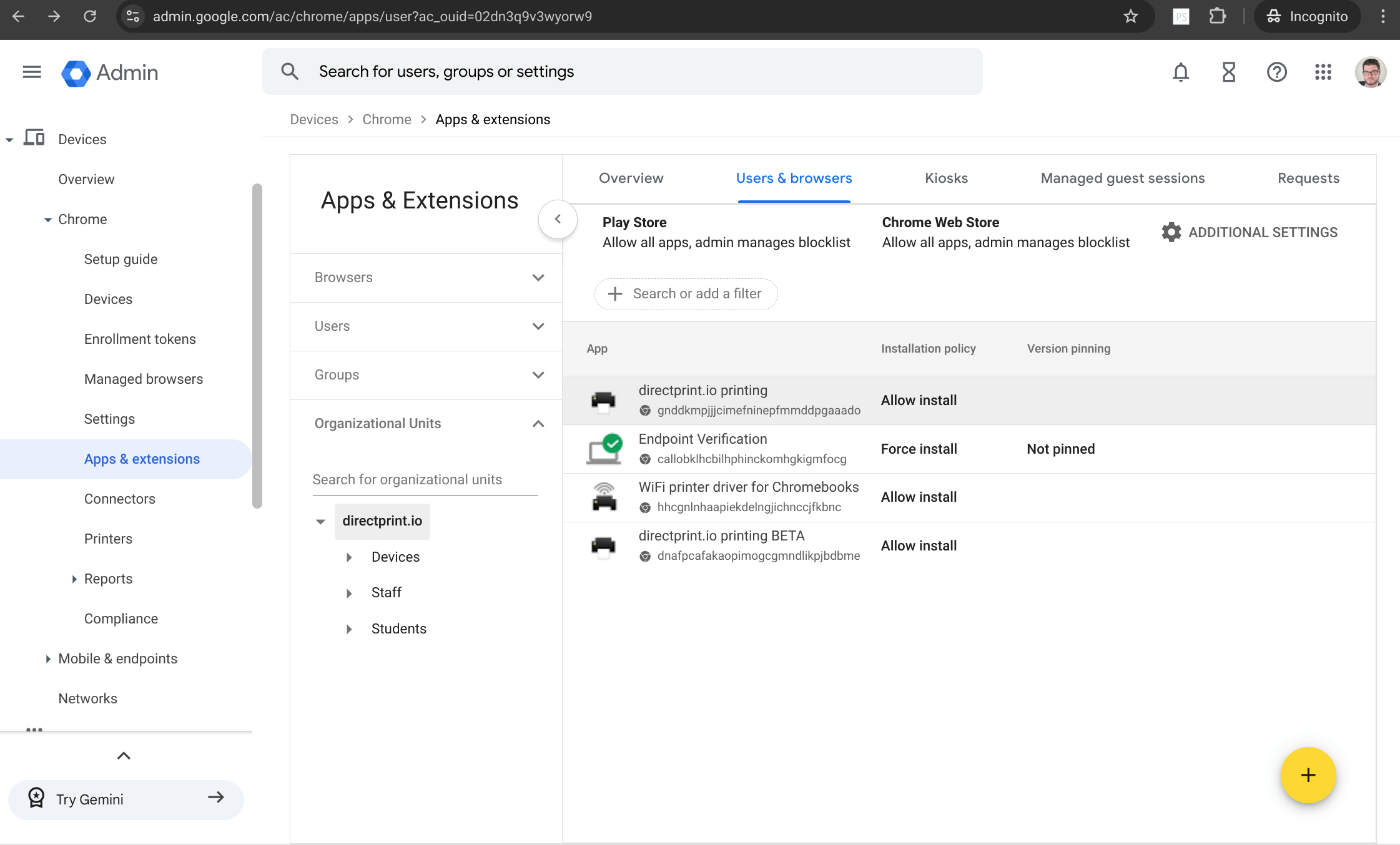 How to install the Chrome App / Extension using the Google Admin