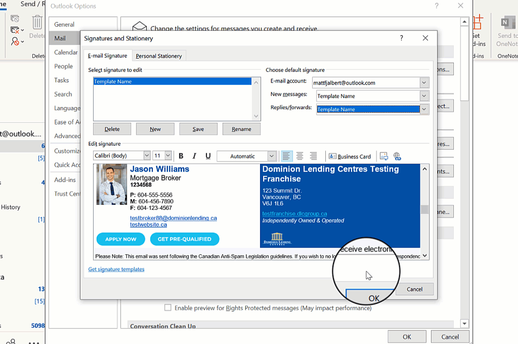 How do I add my email signature to Outlook 20162019 (PC)? Dominion