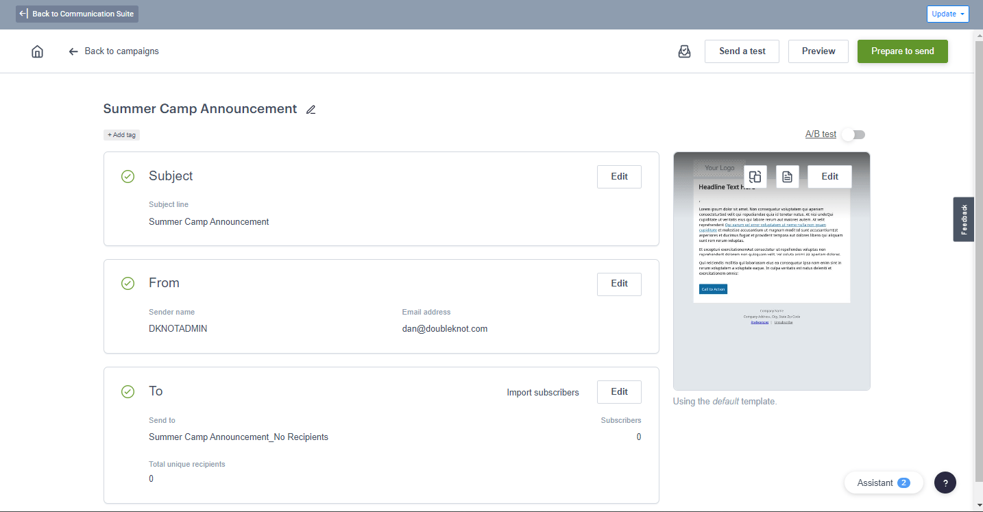 Create Campaign from Scratch Doubleknot