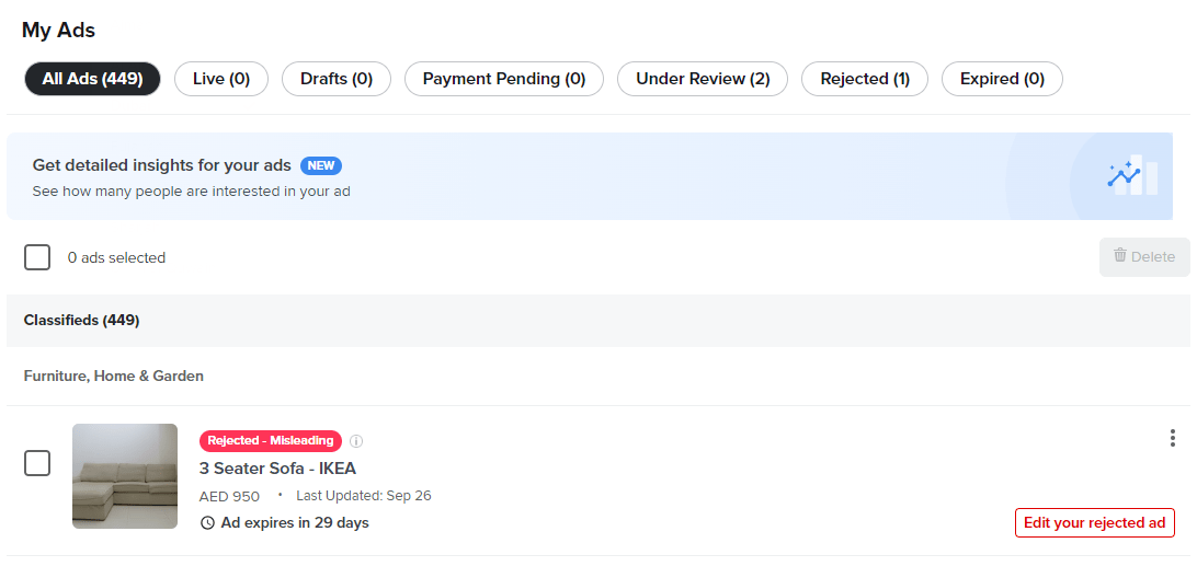 Can I edit my rejected Ad? Help Center