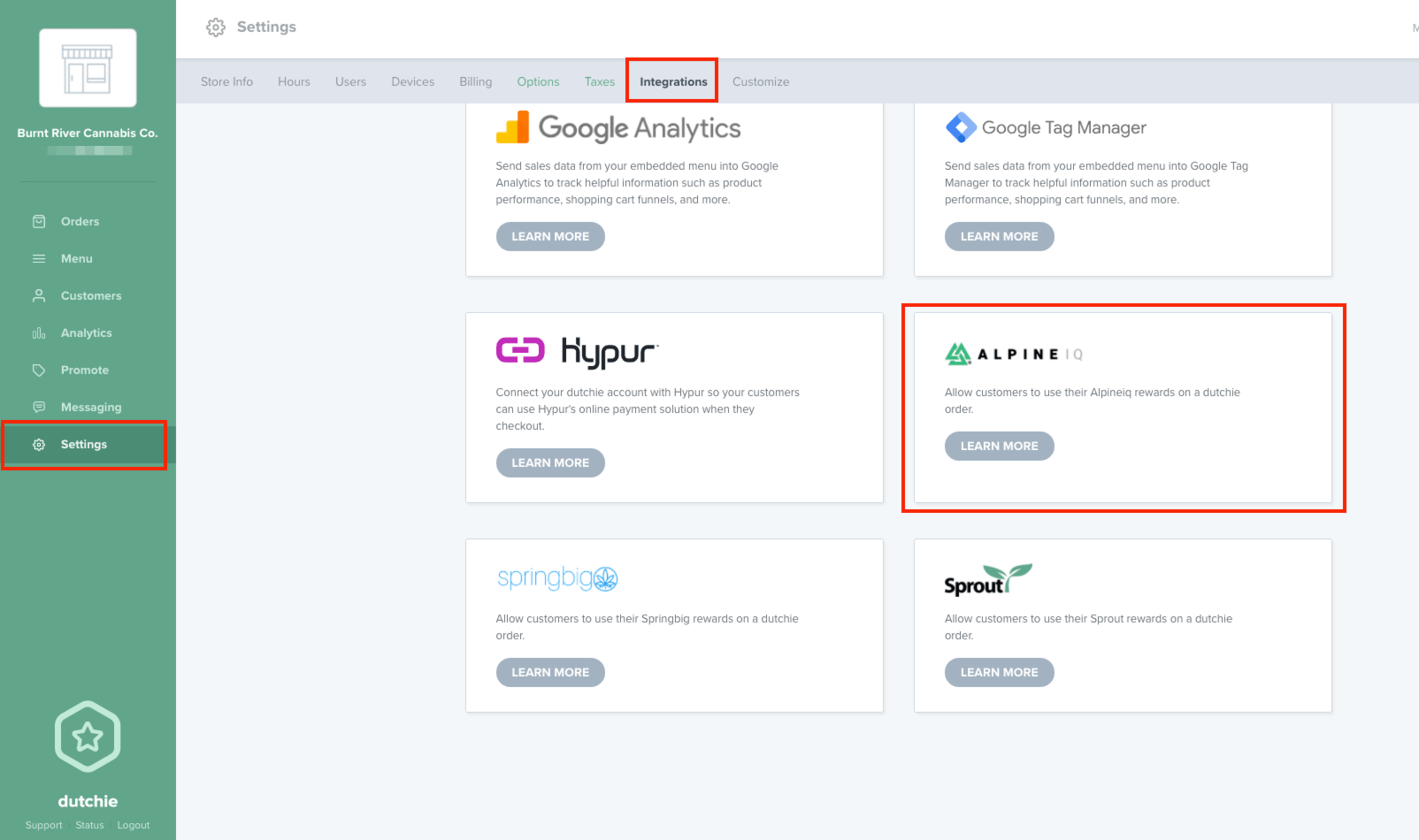 How to set up Alpine IQ Dutchie