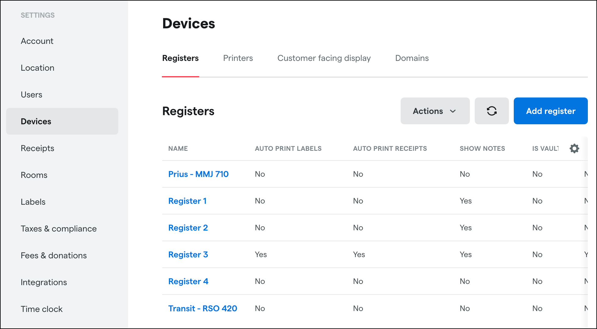 Configure PrintNode receipt and label printers in the Dutchie POS