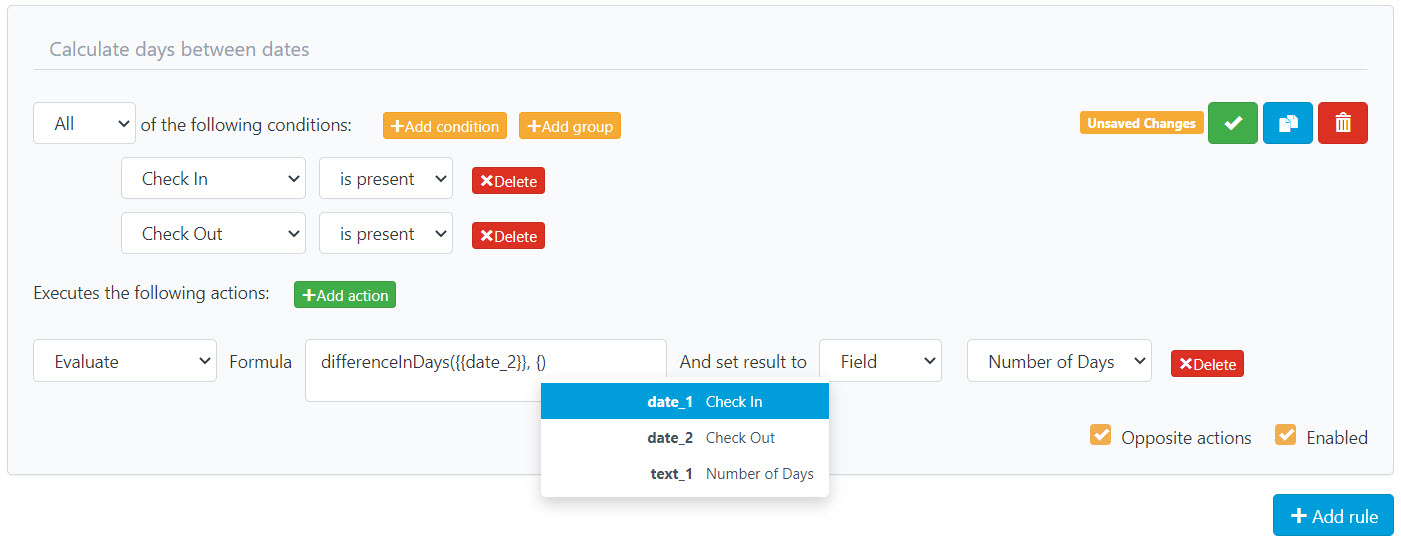 Calculate the Number of Days between Two Dates Easy Forms Support