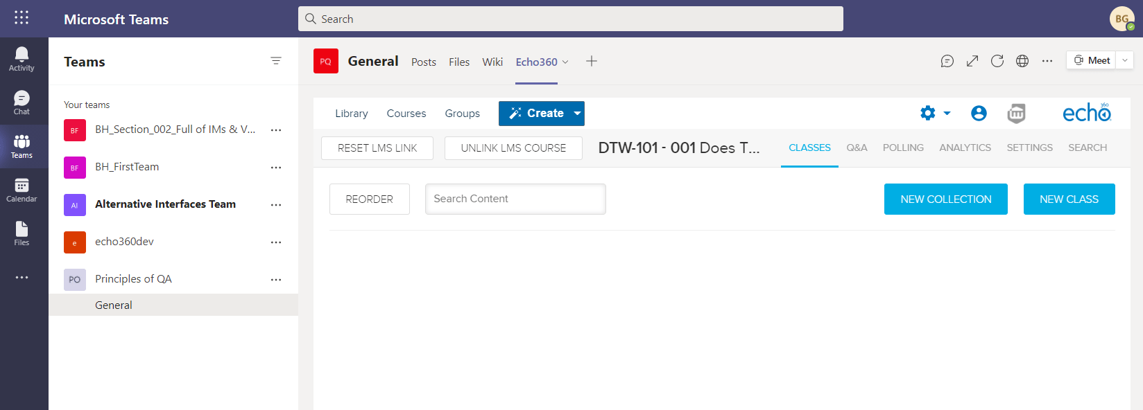 EchoVideo For Instructors Using MS Teams with EchoVideo Support