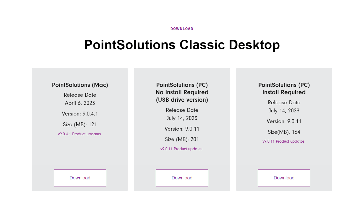 PointSolutions Desktop Downloading the Software Support