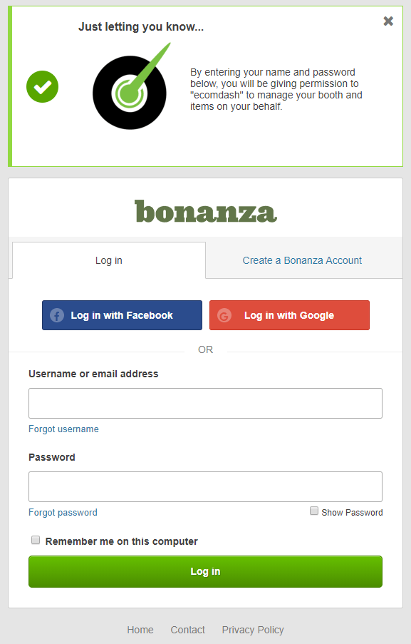 Bonanza Sales Channel Setup support