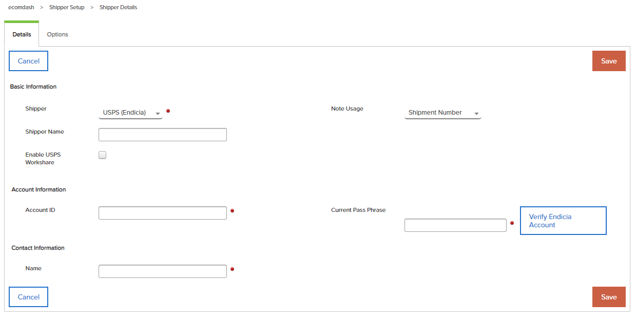 How to set up your USPS Endicia account support