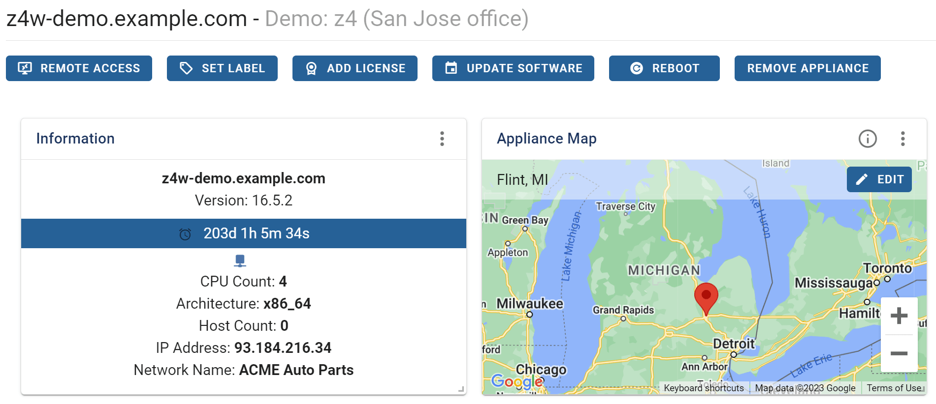 Assigning a location to appliances in ETM Dashboard Edge Threat Management Support Arista