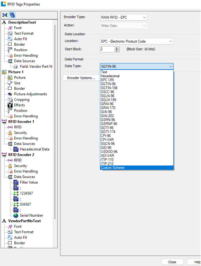 Encode EPC onto RFID Tag BarTender Instructions Efficient Business