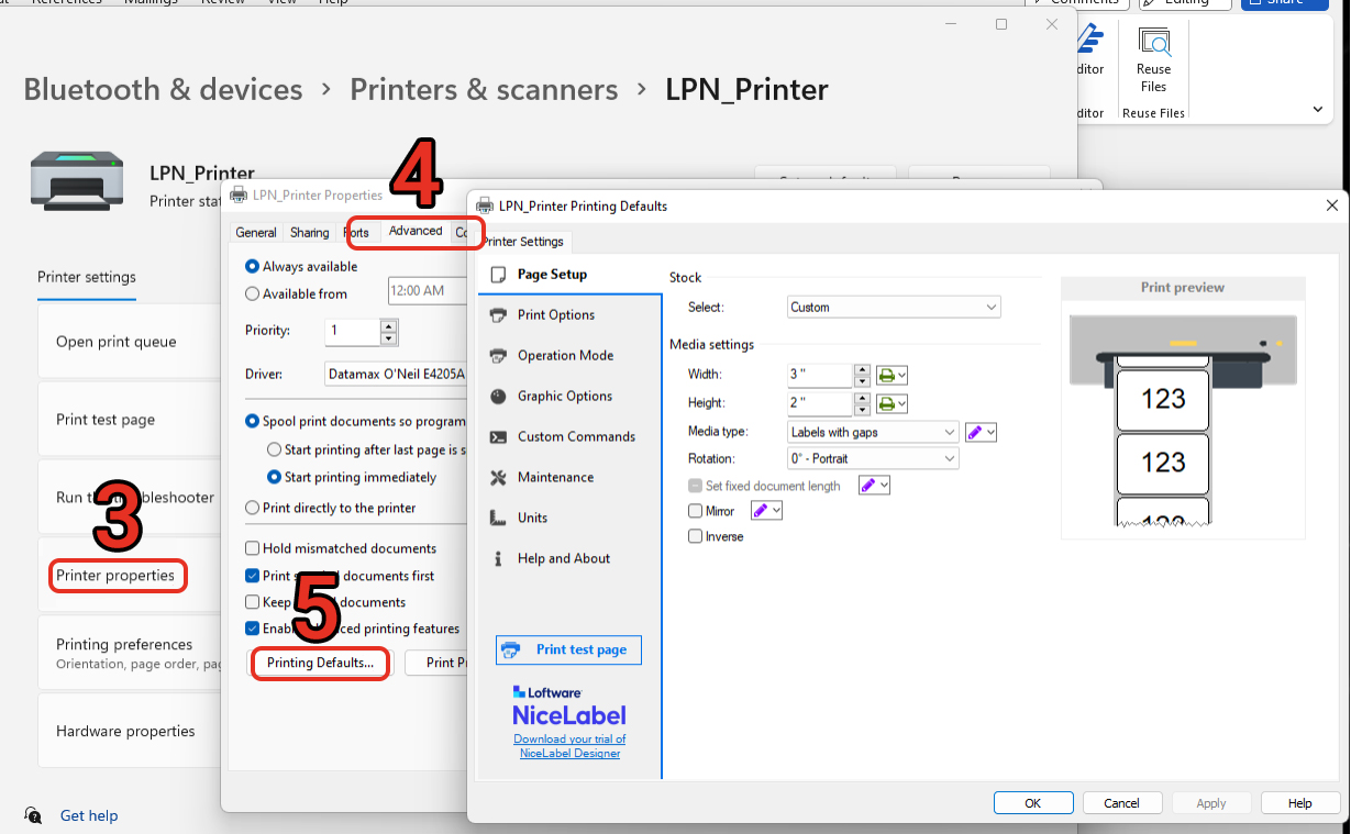 NiceLabel Changes Printer Settings Windows Problem Efficient