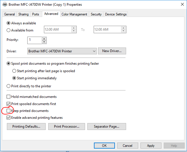Windows Print Queue Shows Print Jobs as "Sent to Printer" and Does Not