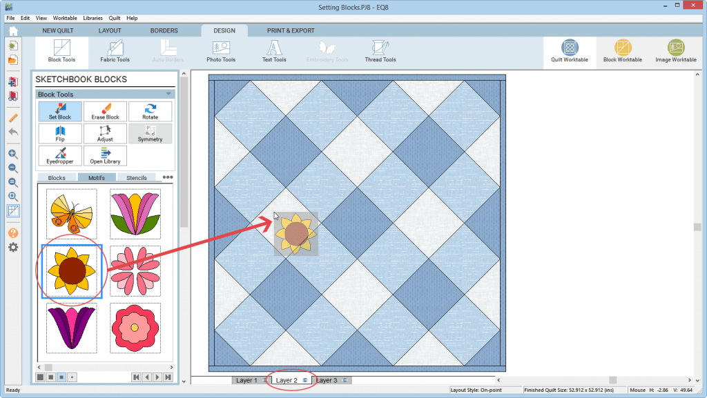 Setting Blocks onto a Quilt Articles Electric Quilt Support
