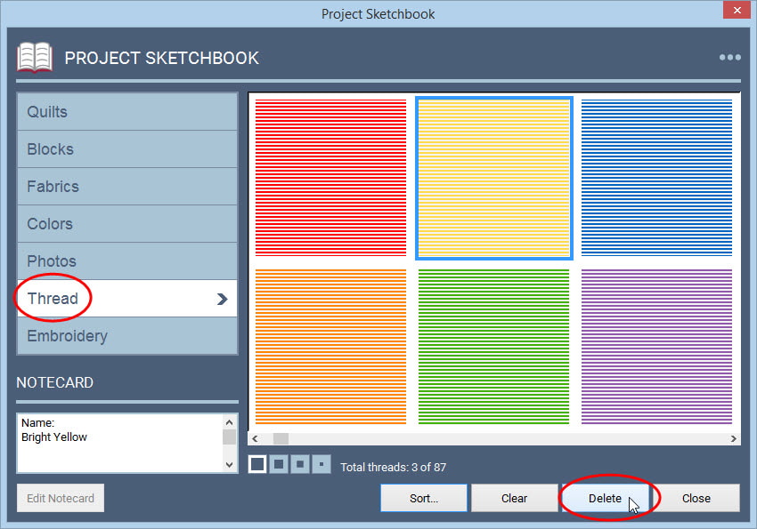Deleting from the Sketchbook Articles Electric Quilt Support