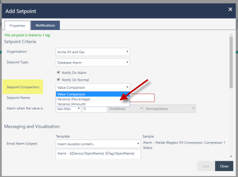 Creating/Editing Single Alarm Setpoint and Multi-Tag Setpoints