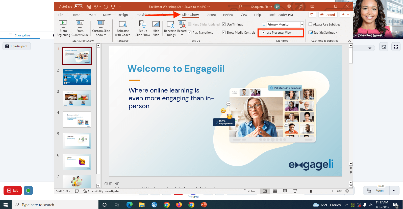 How to use PowerPoint Presenter View and see Slide Notes on a Single