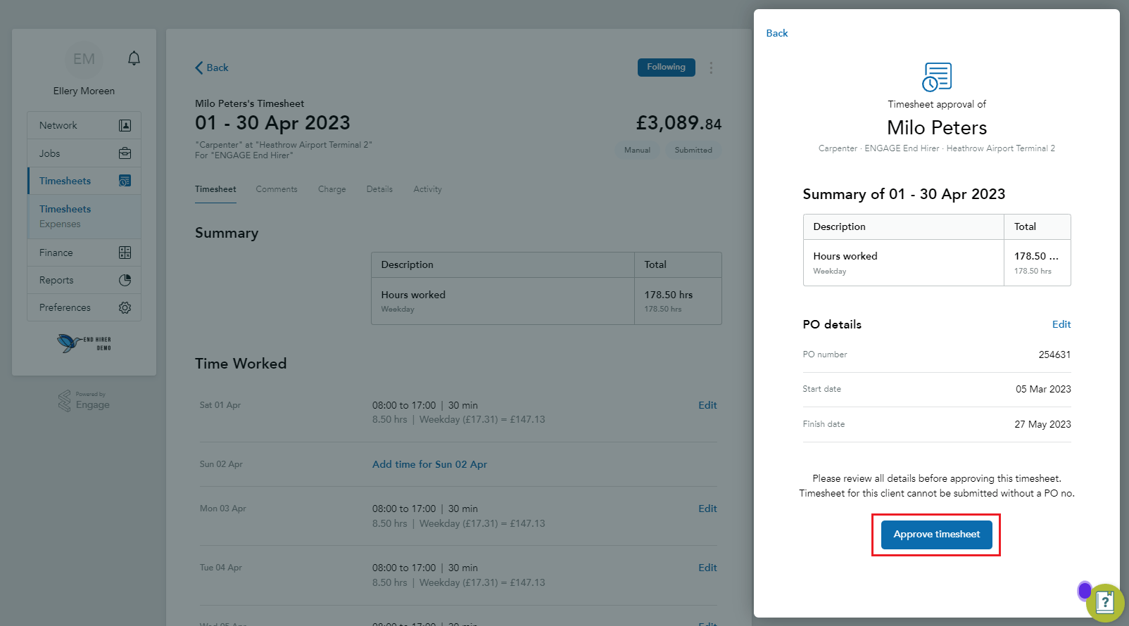 How to Approve and Reject Timesheets Engage