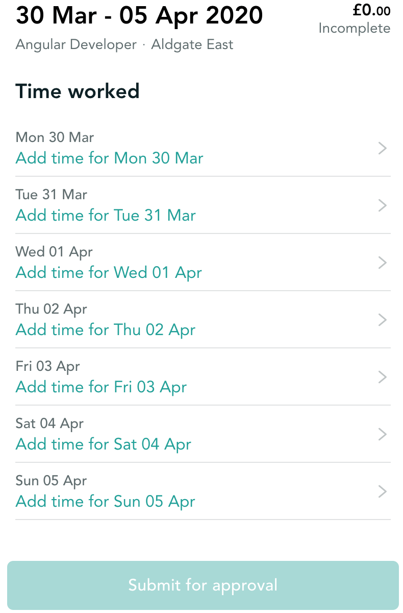 Submitting a timesheet Engage