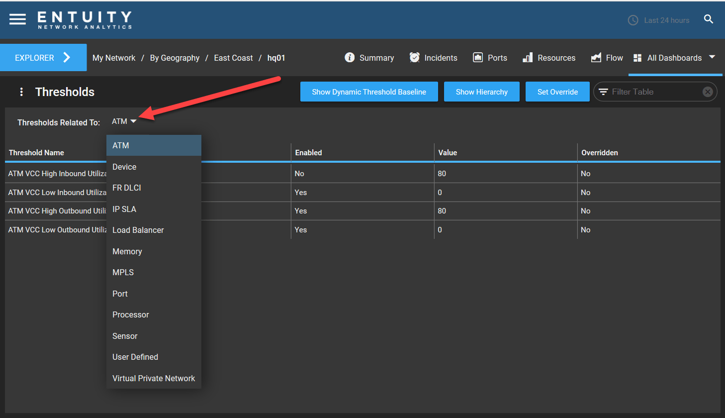 How do I enable event thresholds (static thresholds and dynamic