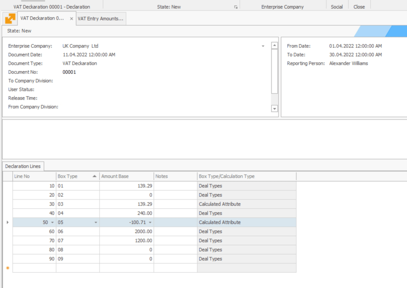 New navigator VAT Entry Amounts by Deal Types and VAT Boxes (v23