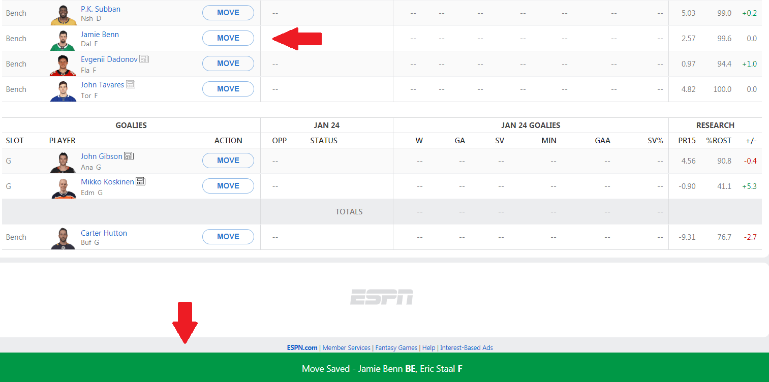 Setting Your Lineup ESPN Fan Support