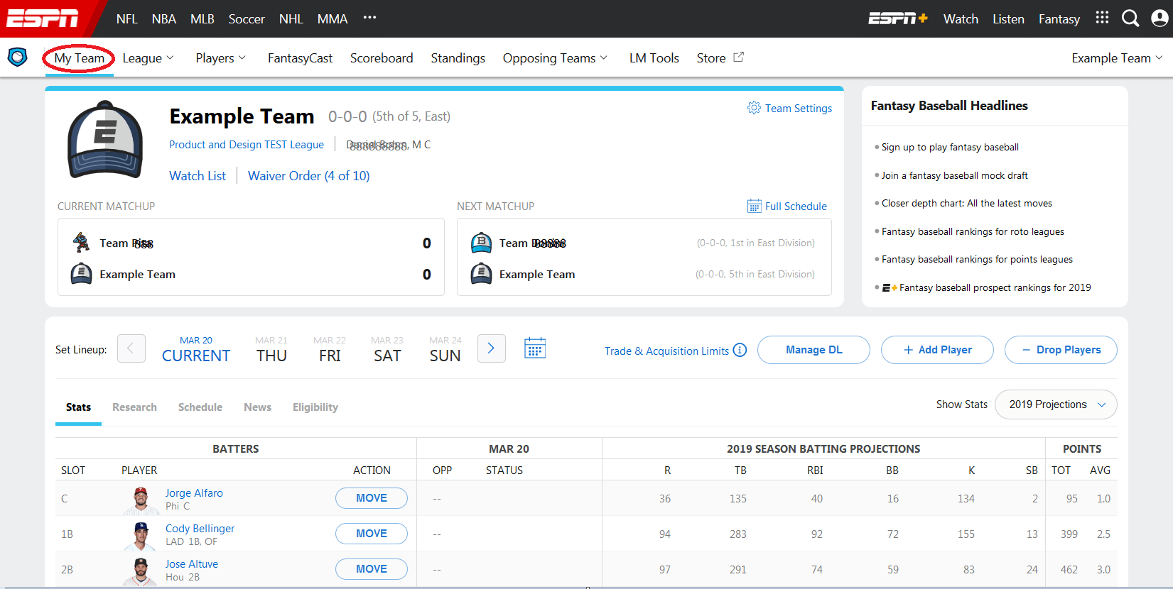 Setting Your Lineup ESPN Fan Support