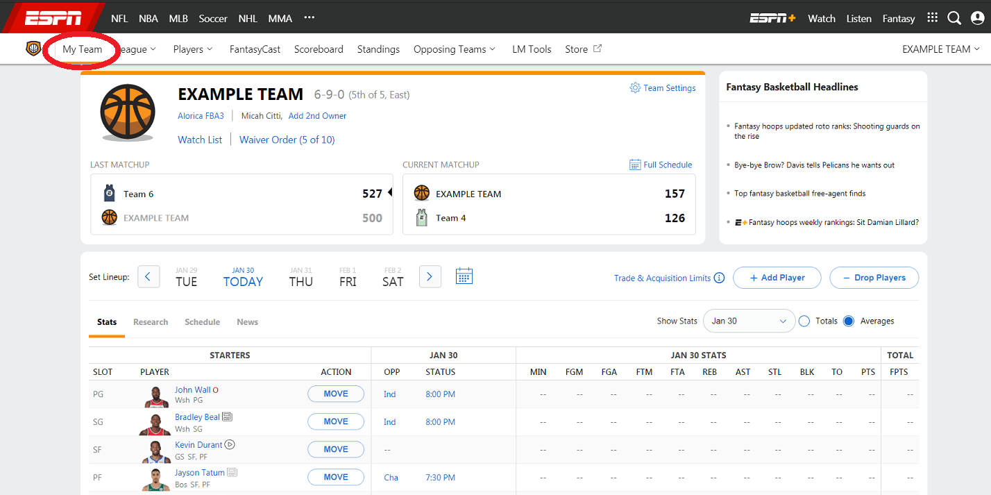 Setting Your Lineup ESPN Fan Support(09)