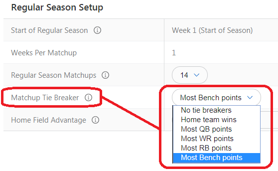 Regular Season Matchup Tiebreakers (LM Leagues) ESPN Fan Support