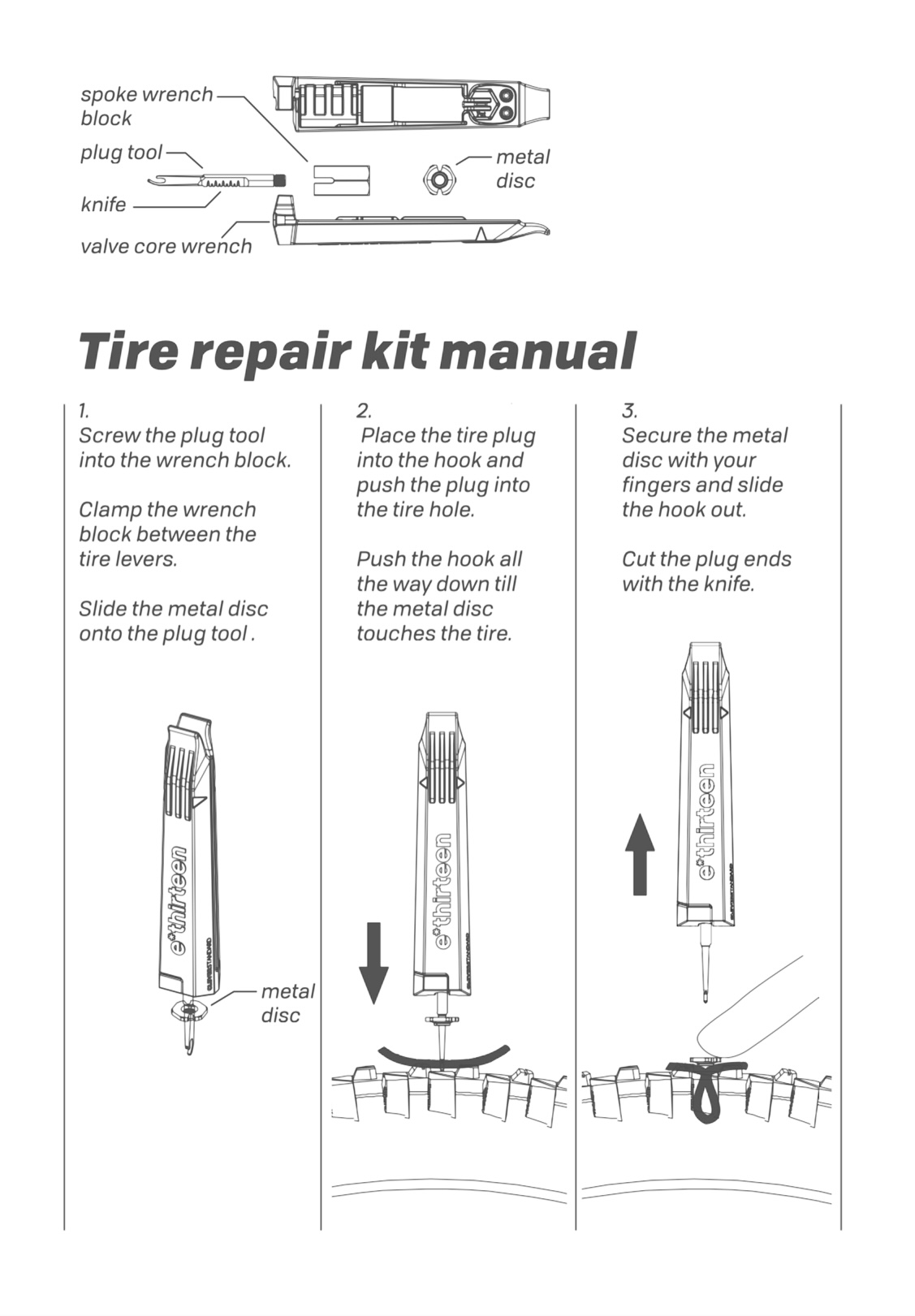 Tire Lever + Plug Kit Manual ethirteen support